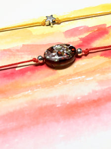 Two beaded bracelets - yellow, red and Venetian glass - friendship bracelets - eDgE dEsiGn London