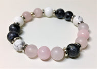 Gemstone Beaded Bracelet - Rose Quartz, Howlite and Larkavite - eDgE dEsiGn London