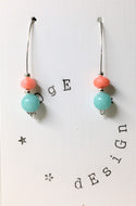 Sterling Silver drop earrings - Jade and Coral