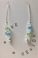 Sterling Silver drop earrings - Swarovski Crystals - Blue and Green