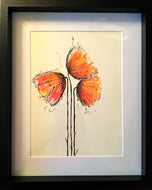 Red/Orange Poppies - Framed Original Watercolour Painting - eDgE dEsiGn London
