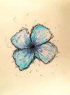 Abstract Turquoise/Blue Flower - Original Watercolour Painting - Unframed - eDgE dEsiGn London