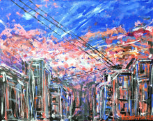 Abstract Urban City Sunset - original acrylic on canvas painting - eDgE dEsiGn London