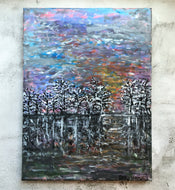 Abstract Landscape - Winter Lake, Trees and Sky