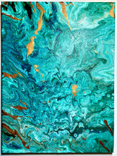 Acrylic Pour Painting - Blue and Bronze