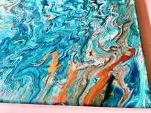 Acrylic Pour Painting - Blue and Bronze