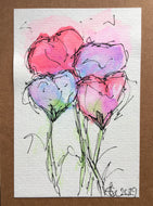 Handpainted Watercolour Greeting Card - Abstract Sweet Peas - eDgE dEsiGn London