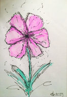 Handpainted Watercolour Greeting Card - Abstract Purple Flower Design - eDgE dEsiGn London