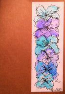 Handpainted Watercolour Greeting Card - Abstract Blue/Turquoise Small Pansy Design - eDgE dEsiGn London