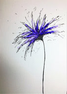 Hand-painted greeting card - Purple and lilac spiky flower design - eDgE dEsiGn London