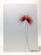 Original Hand Painted Greeting Card - Orange, Pink, Purple Spiky Flowers - eDgE dEsiGn London