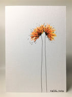 Original Hand Painted Greeting Card - Orange and Yellow Spiky Flowers - eDgE dEsiGn London
