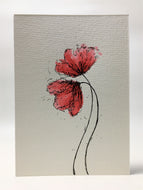 Hand-painted Watercolour Greeting Card - Two Red Poppies - eDgE dEsiGn London