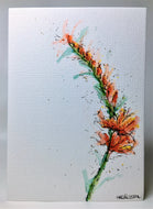 Original Hand Painted Greeting Card - Red, Orange, Yellow and Gold Montbretia - eDgE dEsiGn London