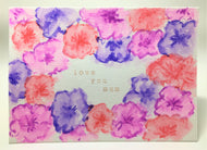 Original Hand Painted Mother's Day Card - Purple, Pink and Magenta Flowers - eDgE dEsiGn London