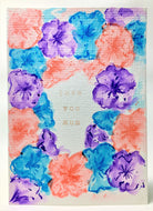 Original Hand Painted Mother's Day Card - Turquoise, Purple and Peach Flowers - eDgE dEsiGn London