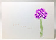 Original Hand Painted Mother's Day Card - Pink and Purple Bouquet - eDgE dEsiGn London