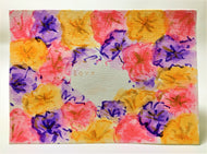 Original Hand Painted Greeting Card - Pink, Purple, Orange and Gold Flowers - eDgE dEsiGn London