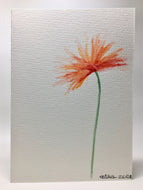 Original Hand Painted Greeting Card - Orange, Red, Pink Spiky Flower