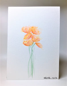Orange, Yellow and Pink Poppies - Hand Painted Watercolour Greeting Card