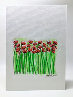 Original Hand Painted Greeting Card - Red Poppy Field