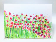 Abstract Poppy Field - Hand Painted Watercolour Greeting Card