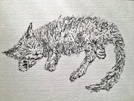 Hand drawn Greeting Card - Cat in Ink 3 - eDgE dEsiGn London