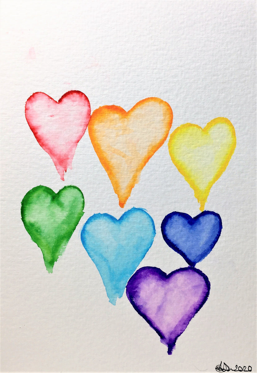 Original Hand Painted Greeting Card - Abstract Rainbow Heart | EDgE - View #12