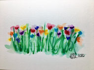 Hand-painted Watercolour Greeting Card - Abstract Poppy Field Design #2 - eDgE dEsiGn London