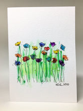 Original Hand Painted Greeting Card - Abstract Rainbow Poppy Field - eDgE dEsiGn London