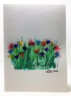 Original Hand Painted Greeting Card - Abstract Rainbow Poppy Field #2 - eDgE dEsiGn London