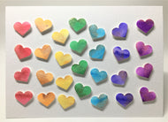 Original Hand Painted Greeting Card - 28 Rainbow Hearts - eDgE dEsiGn London