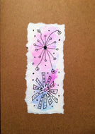 Hand painted greeting card - Abstract Ink Design on Lilac/Blue Waterclour - eDgE dEsiGn London