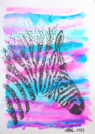 Handpainted Watercolour Greeting Card - Abstract Zebra Design - eDgE dEsiGn London