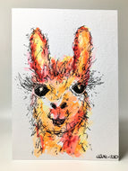Original Hand Painted Greeting Card - Abstract Llama Design - eDgE dEsiGn London