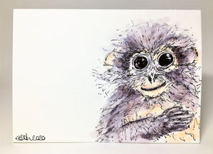 Original Hand Painted Greeting Card - Dusky Tree Monkey - eDgE dEsiGn London