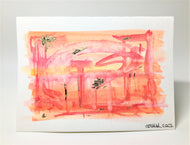 Abstract Design with Gold Leaf - Hand Painted Watercolour Greeting Card