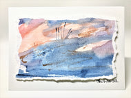 Abstract Raised Blue, Orange, Pink and Copper Design - Hand Painted Greeting Card