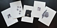 Original Hand painted Christmas cards - 5 unique designs - grey, black and silver - eDgE dEsiGn London