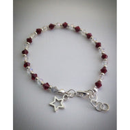 Beaded bracelet - Red and clear Swarovski crystals and silver beads - eDgE dEsiGn London