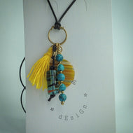 Brown Cord Necklace with Wire Wrap/Multi-Pendant - eDgE dEsiGn London