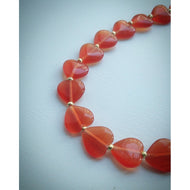 Beautiful Beaded Necklace - Orange/Red Hearts - eDgE dEsiGn London