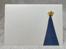 Abstract Denim and Gold Star Christmas Tree - Handmade Christmas Card