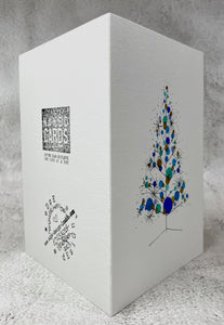 Retro Turquoise, Teal, Blue and Gold Christmas Tree - Hand Painted Christmas Card