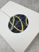Abstract Denim and Gold Bauble - Handmade Christmas Card
