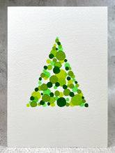 Modern Abstract Green Circles Tree - Hand Painted Christmas Card