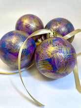 Set of 4 Hand Painted Christmas Baubles - Purple, Blue, Lilac and Gold