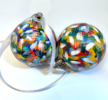 Set of 2 Hand Painted Christmas Baubles - Red, Orange, Blue, Yellow, Turquoise, White
