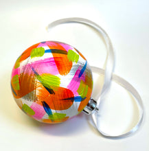 Hand Painted Chirstmas Bauble - White, Neon Pink, Green, Orange and Navy Blue