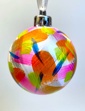 Hand Painted Chirstmas Bauble - White, Neon Pink, Green, Orange and Navy Blue